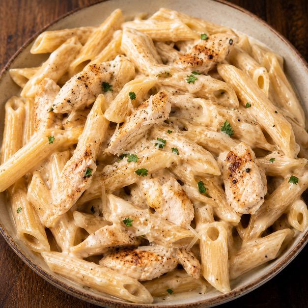 American-Style Chicken Alfredo Pasta